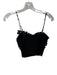 Dolan Size XS Black & White Viscose Blend Polka Dots Bow Ribbed Top Black & White / XS