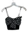 Dolan Size XS Black & White Viscose Blend Polka Dots Bow Ribbed Top Black & White / XS