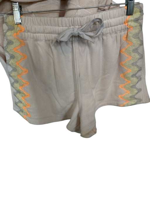 FP Movement Size S Peach Cotton Blend Swirl Detail Crewneck Drawstring Short Set Peach / S