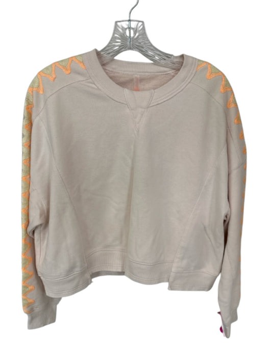 FP Movement Size S Peach Cotton Blend Swirl Detail Crewneck Drawstring Short Set Peach / S