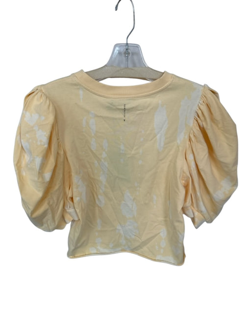 All Saints Size S Yellow Cotton Puff Sleeves Tie Dye Top Yellow / S