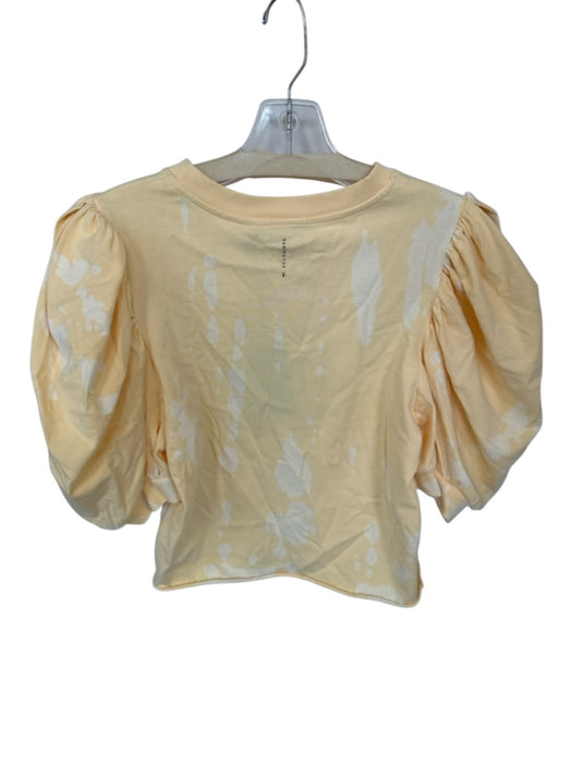 All Saints Size S Yellow Cotton Puff Sleeves Tie Dye Top Yellow / S