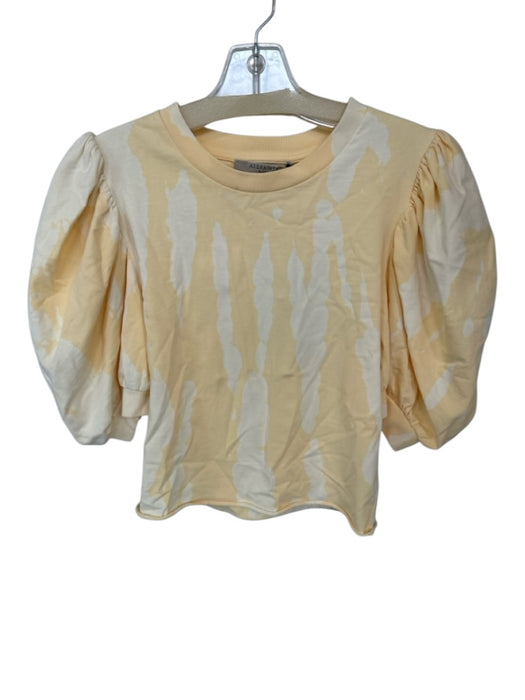 All Saints Size S Yellow Cotton Puff Sleeves Tie Dye Top Yellow / S