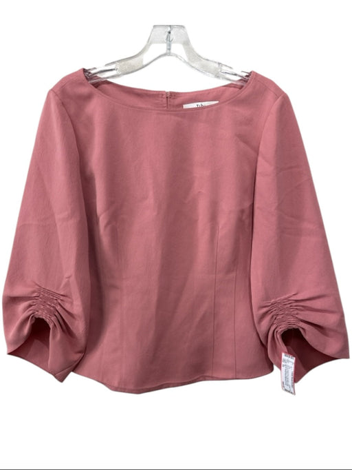 Tibi Size 10 Dusty Pink Polyester Long Ruched Sleeve Darted Boat Neck Top Dusty Pink / 10