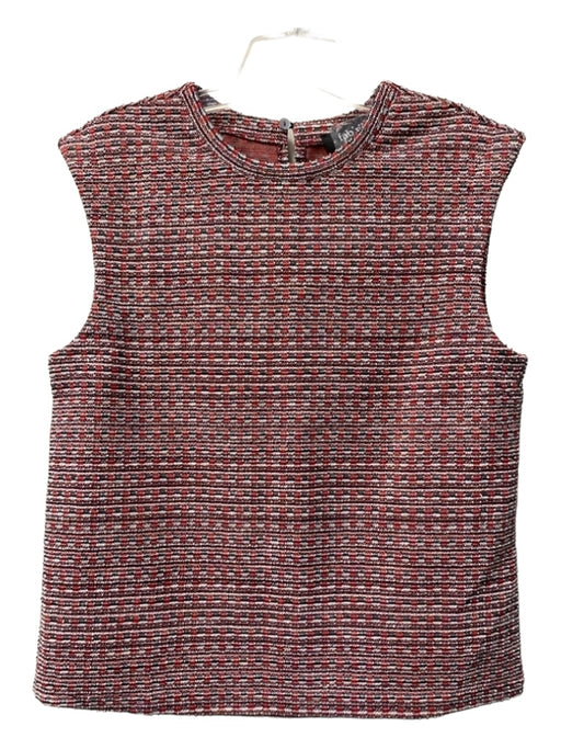 Fabrik Size S Red, White & Navy Polyester Blend Round Neck Sleeveless Tweed Top Red, White & Navy / S