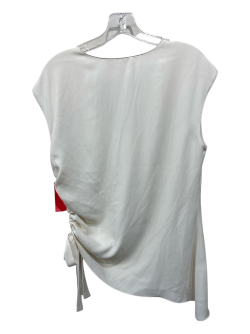Amanda Uprichard Size L Cream Polyester Sleeveless V Neck Side Ruching Top Cream / L
