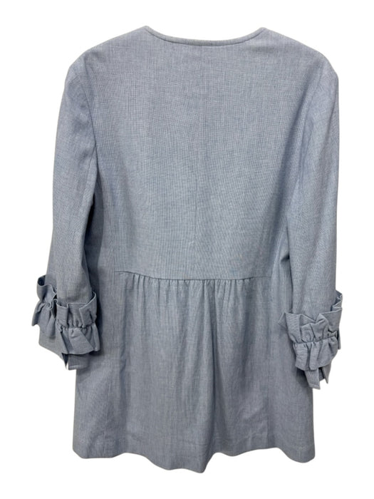 Sara Campbell Size M Light Blue Viscose Blend 3/4 Sleeve Ruffle Detail Jacket Light Blue / M