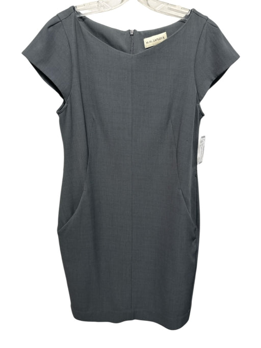 M.M. Lafleur Size 10 Gray No Fabric Tag Wide Neck Cap Sleeve Back Zip Dress Gray / 10