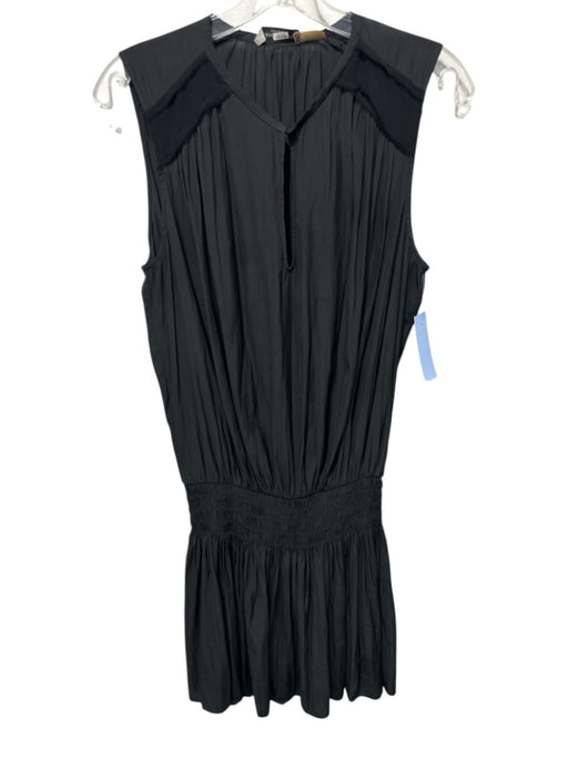 Ramy Brook Size L Black Polyester Sleeveless Keyhole Front Smocked Waist Dress Black / L
