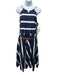 Eliza J Size 12 White & Navy Blue Cotton Blend Striped Halter Sleeveless Dress White & Navy Blue / 12