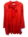 Harshman Size L Hot Orange Cotton Tie Neck Button Front Long Sleeve Ruffle Dress Hot Orange / L