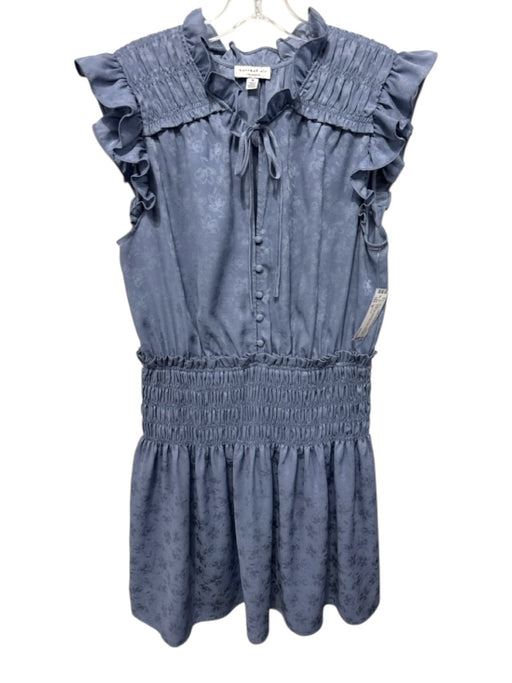 Current Air Size M Slate Blue Polyester Floral Sleeveless Ruffle Dress Slate Blue / M