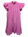 Love The Label Size L Pink Cotton Ruffle Cap Sleeve Smocked Neck Mini Dress Pink / L