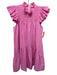 Love The Label Size L Pink Cotton Ruffle Cap Sleeve Smocked Neck Mini Dress Pink / L