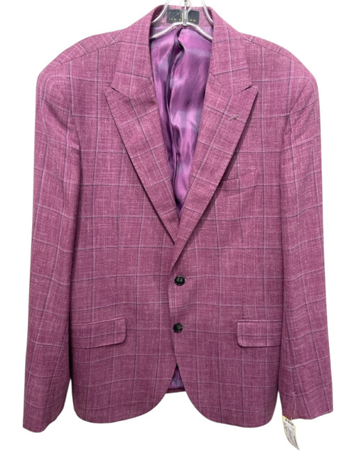 Ike Behar Like New Red Wool Blend Plaid 2 Button Men's Blazer Red / 42