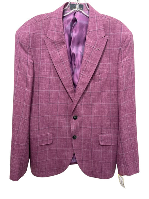 Ike Behar Like New Red Wool Blend Plaid 2 Button Men's Blazer Red / 42