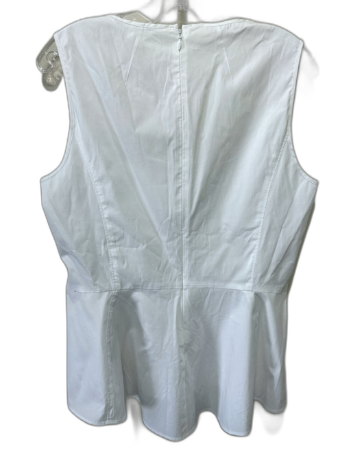 Veronica Beard Size 12 White Cotton Blend Sleeveless Square Neck Back Zip Top White / 12