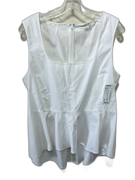 Veronica Beard Size 12 White Cotton Blend Sleeveless Square Neck Back Zip Top White / 12