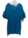Amanda Uprichard Size L Teal Polyester 1/2 Puff Sleeve V Neck Back Zip Dress Teal / L