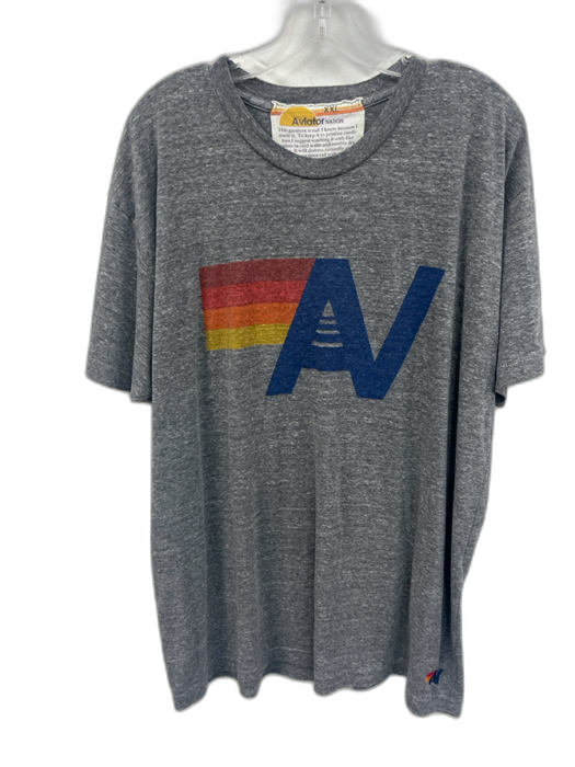Aviator Nation Size XXL Gray & multi Cotton Blend Heathered Graphic Logo Top Gray & multi / XXL