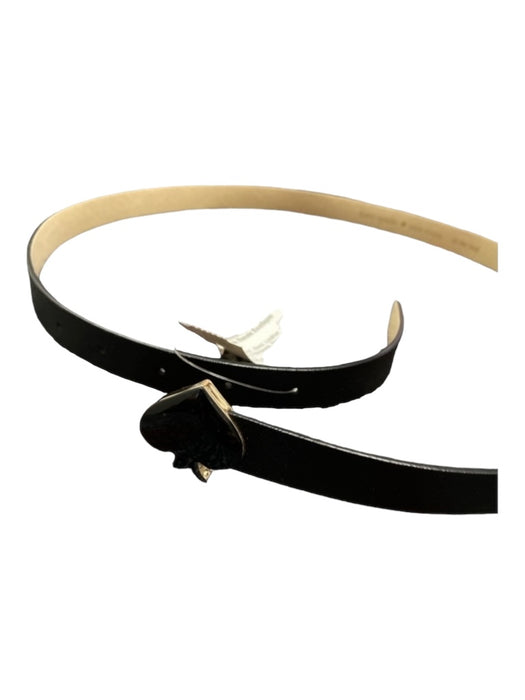 Kate Spade Black Leather Thin Band Logo Gold Hardware Prong Close Belts Black / L