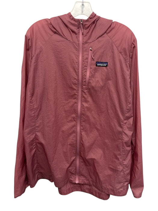 Patagonia Size Est L Mauve Pink Nylon Semi Sheer Zip Front Hooded Rain Jacket Mauve Pink / Est L