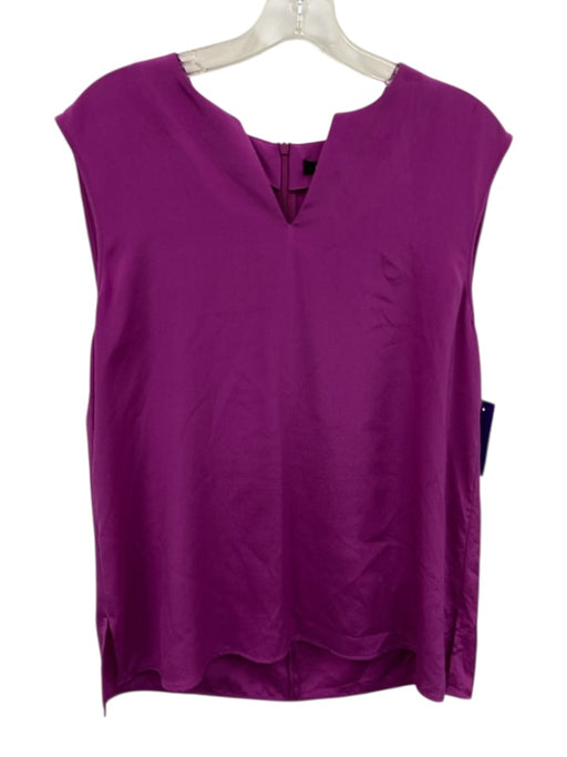 St. John Size M Fuchsia Purple Silk Blend Sleeveless V Neck Back Zip Top Fuchsia Purple / M