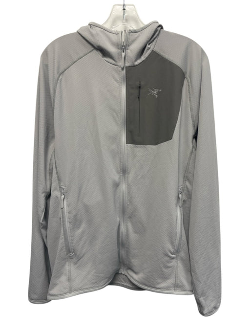 Arcytex Size M Gray Synthetic Solid Athletic Zip Up Men's Jacket Gray / M