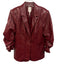 Cinq a Sept Size 10 Red Viscose Leather Button Up Ruffled sleeve hem Jacket Red / 10