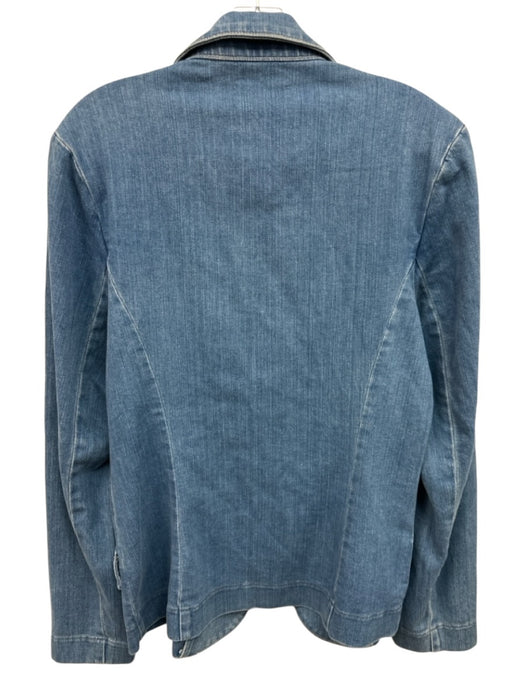 L'agence Size L Medium Wash Cotton & Polyester Denim Gold detail Jacket Medium Wash / L