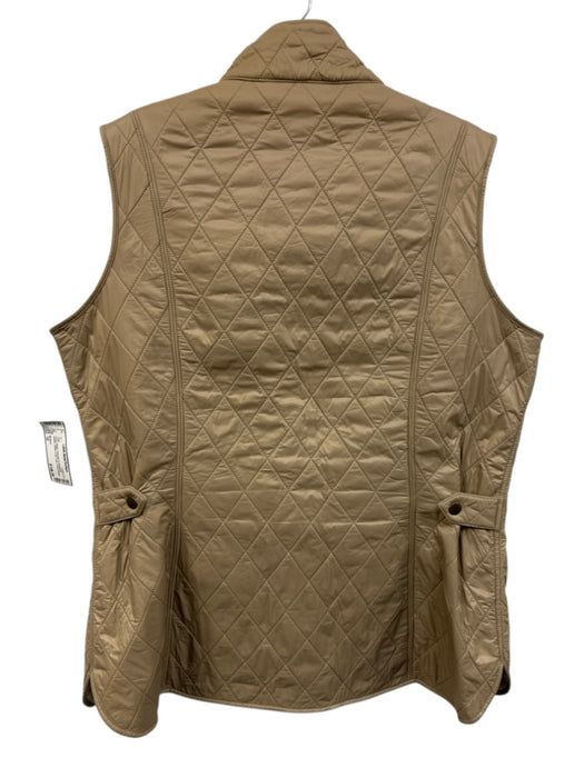 Barbour Size 12 Beige Polyester & Polyamide Quilted Button & Zip Front Vest Beige / 12