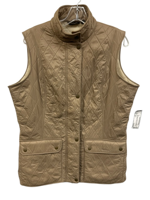 Barbour Size 12 Beige Polyester & Polyamide Quilted Button & Zip Front Vest Beige / 12