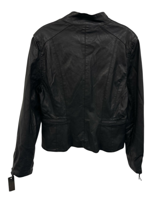 Blank NYC Size L Black Polyurethane Leather Button & Zip Front Jacket Black / L