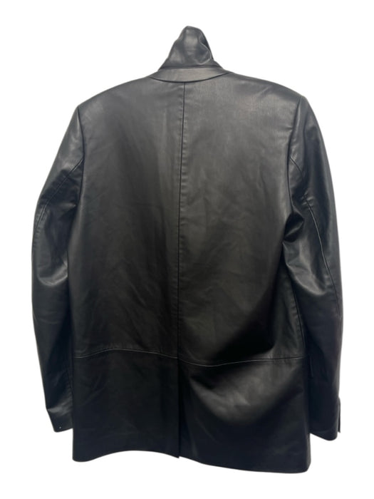 Zara Size XS Black Polyester Leather Blazer Button pointed collar Jacket Black / XS