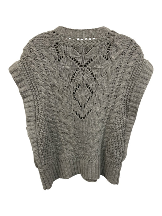 Veronica Beard Size L Grey Wool & Viscose Knit Vest Ribbed Trim Top Grey / L