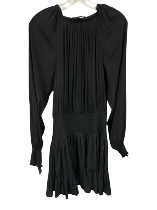 Ramy Brook Size Est M Black Missing Fabric Tag Long Sleeve V Neck & Back Dress Black / Est M