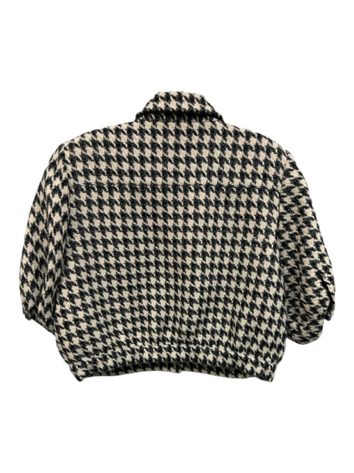 L'agence Size 12 Black & White Polyester Tweed Abstract Pattern Button Up Jacket Black & White / 12