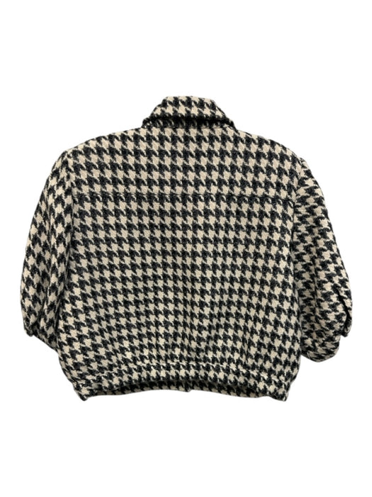 L'agence Size 12 Black & White Polyester Tweed Abstract Pattern Button Up Jacket Black & White / 12