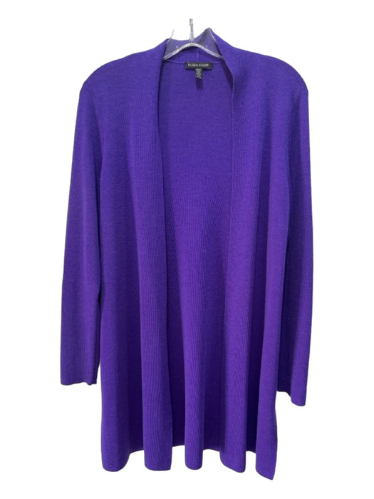 Eileen Fisher Size XS Purple Open Front Long Sleeve Slits Cardigan Purple / XS