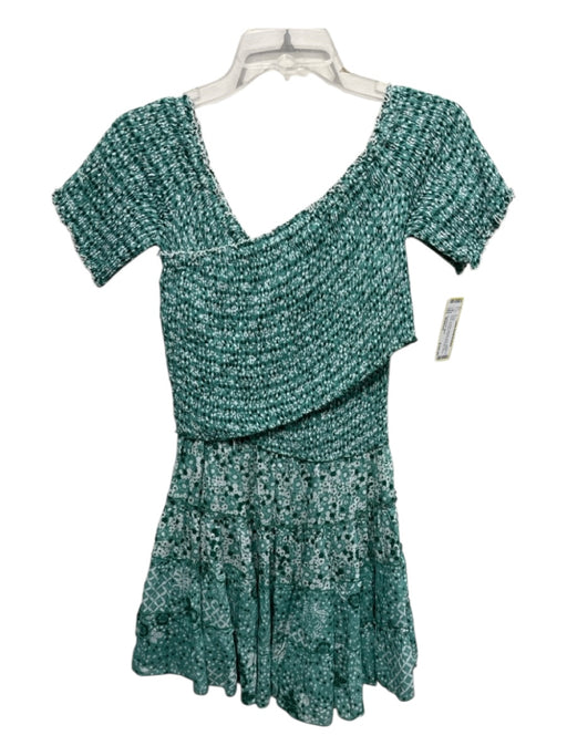 Poupette St. Barth Size Medium Green & White Viscose Short Sleeve Floral Dress Green & White / Medium