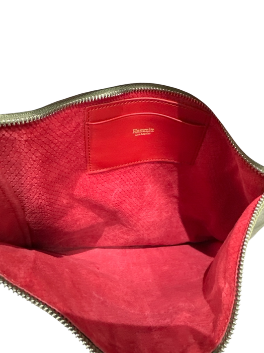 Hammitt Olive Green Leather silver tone hardware Adjustable Strap Flap Top Bag Olive Green