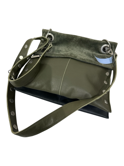 Hammitt Olive Green Leather silver tone hardware Adjustable Strap Flap Top Bag Olive Green