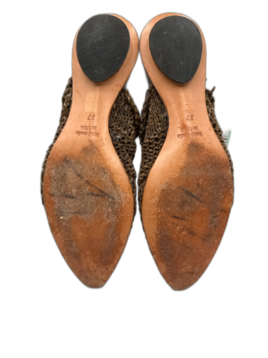 Cydwoq Shoe Size 37 Brown Leather Crochet Pointed Toe Mule Sandals Brown / 37