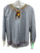 Velvet Size S Gray, White & Multi Cotton Pinstripe Stitch Detail Tassel Top Gray, White & Multi / S