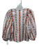 Sandro Size 1 White, Orange & Green Viscose Blend Long Balloon Sleeve V Neck Top White, Orange & Green / 1