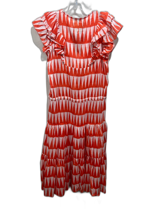 Bell by Alicia Bell Size XS Orange, White & GOld Short Ruffle Sleeve Dress Orange, White & GOld / XS