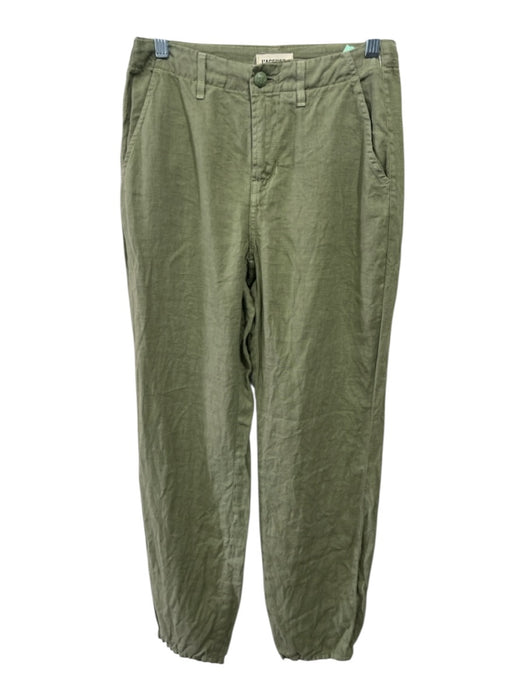 L'agence Size 25 Olive Green Linen Zip & Button High Rise Pockets Straight Pants Olive Green / 25