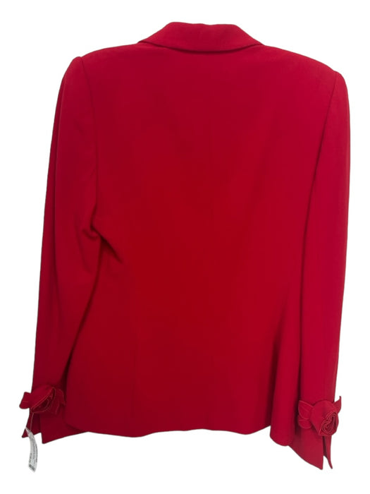 Escada Size 36 Red Rayon Blend Blazer Rose Applique Single Button Jacket Red / 36
