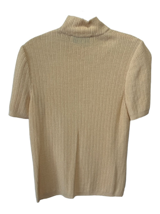 St John Collection Size S Beige Wool Blend Mock Neck Knit Ribbed Top Beige / S