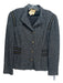 St John Couture Size 6 Black & Gray Wool Blend Blazer Chevron Gold Detail Jacket Black & Gray / 6
